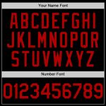 Personalized Two Tone Varsity Letterman Hoodie Jacket - Black Red Bomber Full-Snap Design Personalized Black Red Bomber Full-Snap