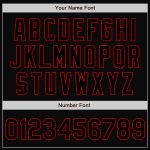 Personalized Black Red Varsity Letterman Bomber Jacket - Two Tone Full-Snap Design Personalized Black Red Bomber Full-Snap