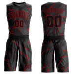 Customizable Basketball Jersey with Black Red Bright Lines, Round Neck Sublimation Suit Personalized Black Red Bright Lines
