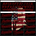 Customizable Black Red Spartan Logo Vintage USA Flag 3D Pattern Bomber Varsity Jacket with Name and Number Personalized Black