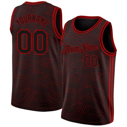 Custom Black Red Basketball Jersey - City Edition Personalized Sports Apparel Personalized Black Red City Edition Basketball