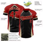 Personalized 3D Curve Solid Black Red-Cream Baseball Jersey for Men Personalized Black Red-Cream 3D Curve Solid Baseball