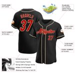Custom Name and Number Personalized Black Red Cream Baseball Jersey - Authentic Team Apparel Personalized Black Red-Cream