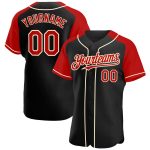 Custom Name Number Personalized Baseball Jersey Black Red Cream Authentic Raglan Sleeves Personalized Black Red-Cream Authentic