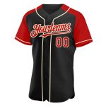 Custom Name Number Personalized Baseball Jersey Black Red Cream Authentic Raglan Sleeves Personalized Black Red-Cream Authentic
