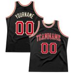 Custom Name and Number Authentic Throwback Basketball Jersey - Personalized Black Red-Cream Team Jersey Personalized Black