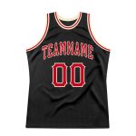 Custom Name and Number Authentic Throwback Basketball Jersey - Personalized Black Red-Cream Team Jersey Personalized Black