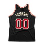 Custom Name and Number Authentic Throwback Basketball Jersey - Personalized Black Red-Cream Team Jersey Personalized Black