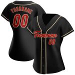 Personalized Black Red Cream Baseball Jersey - Custom Name Sports Shirt Personalized Black Red-Cream Baseball Jersey