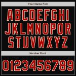 Personalized Bomber Jacket Black Red-Cream Two Tone Full-Snap Varsity Letterman Personalized Black Red-Cream Bomber Full-Snap