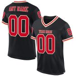 Custom Personalized Mesh Football Jersey - Authentic Team Design in Black Red-Cream with Custom Name and Number Personalized