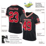 Custom Personalized Mesh Football Jersey - Authentic Team Design in Black Red-Cream with Custom Name and Number Personalized