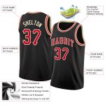 Custom Black Red-Cream Basketball Jersey for Men, Round Neck Rib-Knit Design Personalized Black Red-Cream Round Neck Rib-Knit