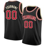 Custom Black Red-Cream Basketball Jersey for Men, Round Neck Rib-Knit Design Personalized Black Red-Cream Round Neck Rib-Knit