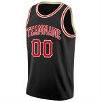 Custom Black Red-Cream Basketball Jersey for Men, Round Neck Rib-Knit Design Personalized Black Red-Cream Round Neck Rib-Knit