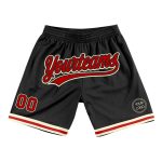 Personalized Throwback Basketball Shorts Red-Cream Black for Men and Women Personalized Black Red-Cream Throwback Basketball