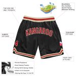 Personalized Basketball Shorts - Black Red-Cream Throwback Style Personalized Black Red-Cream Throwback Basketball Shorts