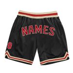 Personalized Basketball Shorts - Black Red-Cream Throwback Style Personalized Black Red-Cream Throwback Basketball Shorts