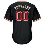Personalized Black Red Cream Baseball Jersey Shirt - Throwback Rib-Knit Style Personalized Black Red-Cream Throwback Rib-Knit