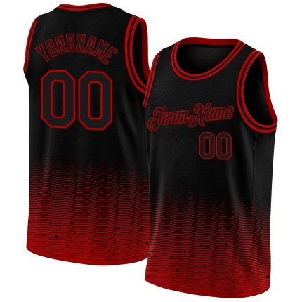Custom Black Red Fade Basketball Jersey - Fashion City Edition Jersey Personalized Black Red Fade Fashion City Edition Basketball