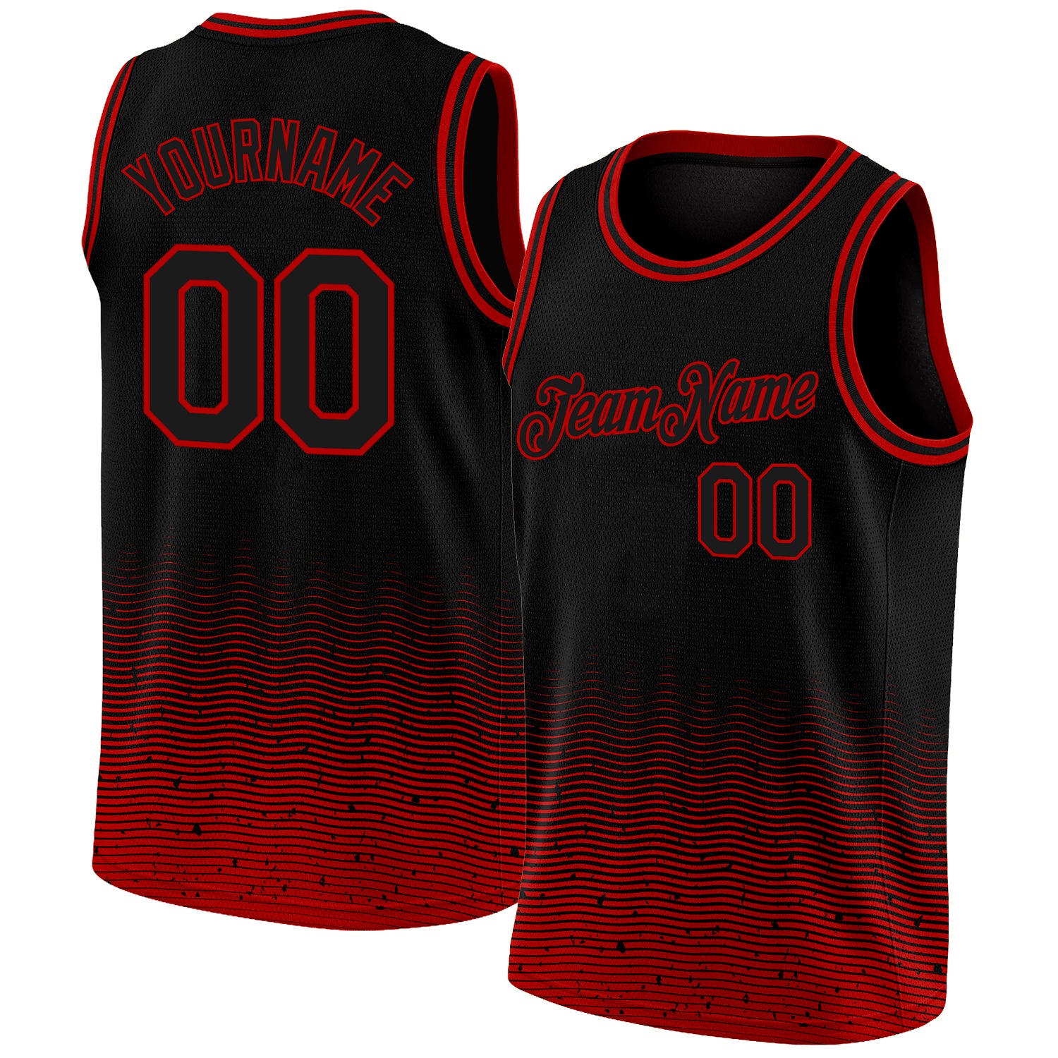 Custom Black Red Fade Basketball Jersey - Fashion City Edition Jersey Personalized Black Red Fade Fashion City Edition Basketball