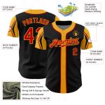 Authentic Baseball Jersey with Custom Name and Number in Black Red-Gold - Personalized Team Colors, Available in 3 Designs