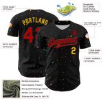 Personalized 3D Confetti Baseball Jersey in Black and Red-Gold for Men and Women Personalized Black Red-Gold 3D Confetti