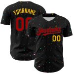 Personalized 3D Confetti Baseball Jersey in Black and Red-Gold for Men and Women Personalized Black Red-Gold 3D Confetti