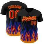 Personalized 3D Flame Baseball Jersey - Black Red Gold Design for Custom Style Personalized Black Red-Gold 3D Flame Baseball