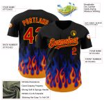 Personalized 3D Flame Baseball Jersey - Black Red Gold Design for Custom Style Personalized Black Red-Gold 3D Flame Baseball