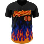 Personalized 3D Flame Baseball Jersey - Black Red Gold Design for Custom Style Personalized Black Red-Gold 3D Flame Baseball