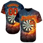 Custom Name and Number Baseball Jersey with 3D Flame Pattern in Black Red-Gold - Authentic Team Apparel Personalized Black
