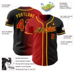 Custom Gradient Baseball Jersey - Personalized Black Red-Gold Team Jersey with Name and Number Personalized Black Red-Gold