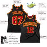 Personalized Black Red Gold Basketball Jersey - Authentic Throwback Style Personalized Black Red-Gold Authentic Throwback