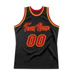 Custom Name Number Personalized Basketball Jersey Black Red Gold Authentic Throwback Style Personalized Black Red-Gold Authentic