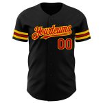 Personalized Black Red Gold Baseball Jersey for Men, Custom Team Jersey, Size 4 Personalized Black Red-Gold Baseball Jersey