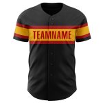 Personalized Baseball Jersey in Black Red Gold for Men, Women, Kids - Size 6 Personalized Black Red-Gold Baseball Jersey