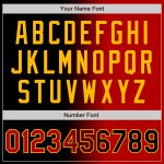 Custom Gradient Black Red Gold Bomber Varsity Jacket with Team Name and Number - Personalized Full-Snap Fashion Outerwear