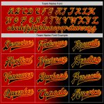 Custom Gradient Black Red Gold Bomber Varsity Jacket with Team Name and Number - Personalized Full-Snap Fashion Outerwear