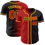 Personalized Black and Red Gradient Baseball Jersey - Stylish Fashion Wear Personalized Black Red-Gold Gradient Fashion Baseball