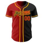 Personalized Black and Red Gradient Baseball Jersey - Stylish Fashion Wear Personalized Black Red-Gold Gradient Fashion Baseball