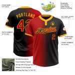Custom Name Number Unisex Softball Jersey - Black Red Gold Gradient Fashion Two-Button Team Wear Personalized Black Red-Gold