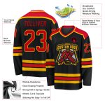 Personalized Black Red Gold Hockey Jersey for Men and Women - Custom Sports Apparel Personalized Black Red-Gold Hockey Jersey