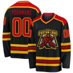 Personalized Black Red Gold Hockey Jersey for Men and Women - Custom Sports Apparel Personalized Black Red-Gold Hockey Jersey