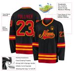 Custom Personalized Hockey Jersey with Black, Red, and Gold - Team Name and Number Personalized Black Red-Gold Hockey Jersey