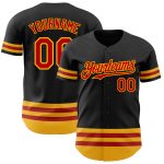 Custom Black Red Gold Line Baseball Jersey for Men and Women Personalized Black Red-Gold Line Baseball Jersey