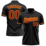 Custom Team Name Number Black Red Gold Performance Golf Polo Shirt Personalized Black Red-Gold Performance Vapor Golf Polo