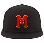 Personalized Adjustable Snapback Hat in Black with Red-Gold Stitching Personalized Black Red-Gold Stitched Adjustable Snapback