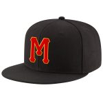 Personalized Adjustable Snapback Hat in Black with Red-Gold Stitching Personalized Black Red-Gold Stitched Adjustable Snapback
