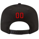 Personalized Adjustable Snapback Hat in Black with Red-Gold Stitching Personalized Black Red-Gold Stitched Adjustable Snapback
